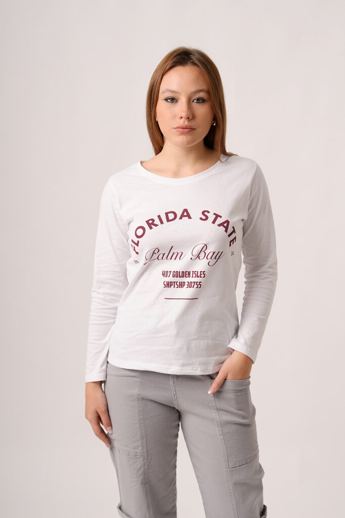 Remera Manga Larga Jersey Peinado Estampa Florida State Palm Bay