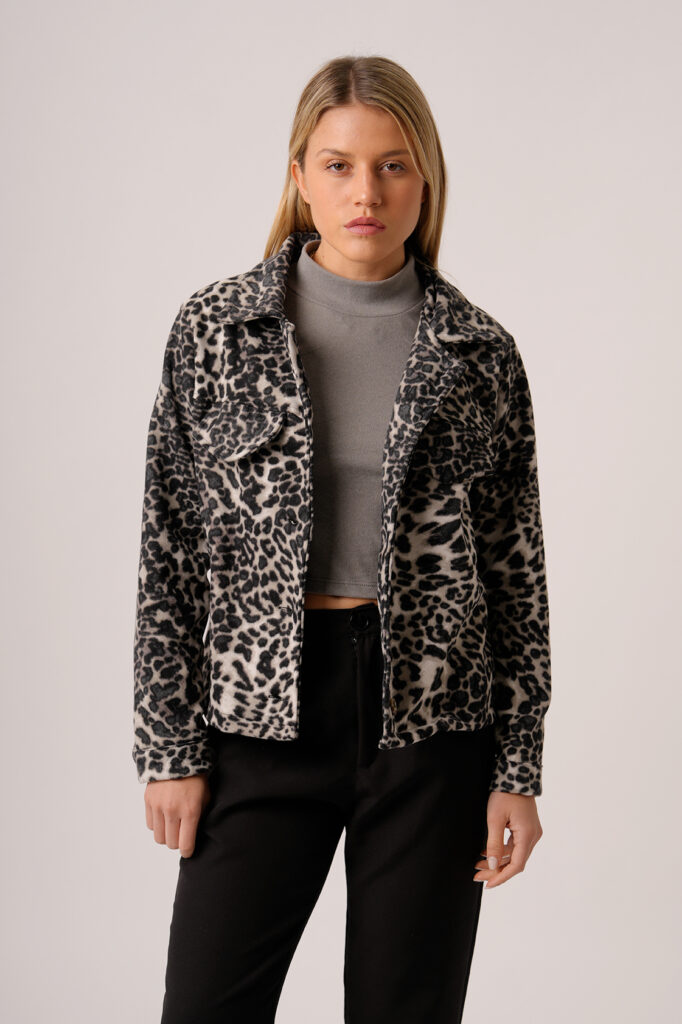 Saco Corto Paño Estampado Animal Print Drop