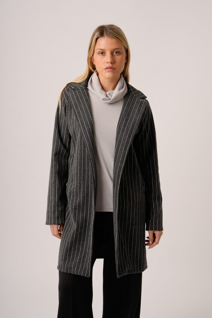 Saco Largo Paño Estampado Raya Leda