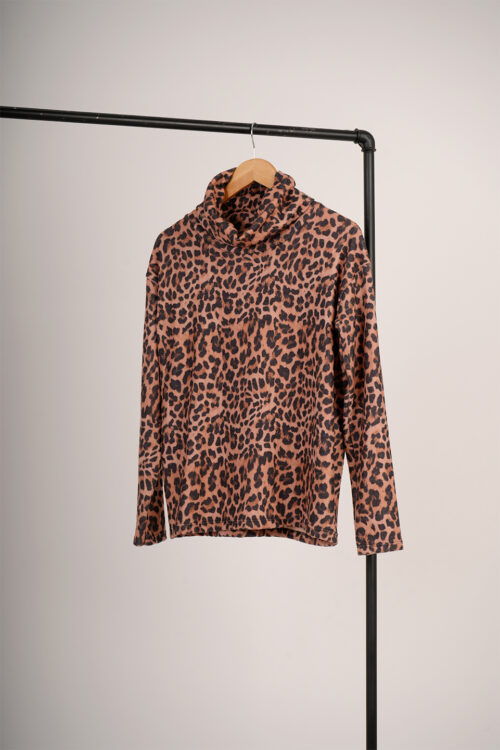 Poleron Largo Lanilla Tejido Morley Animal Print Graciela