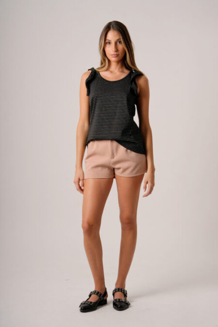 Musculosa Ribb Rayado Lurex Con Manga Volado Antal - Imagen 4
