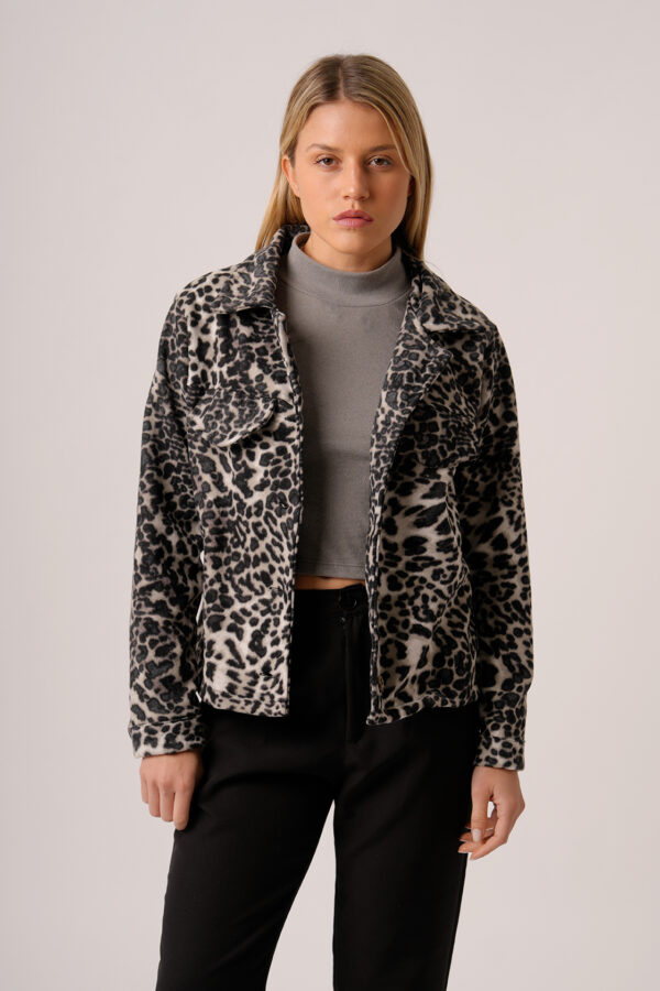 Saco Corto Paño Estampado Animal Print Drop