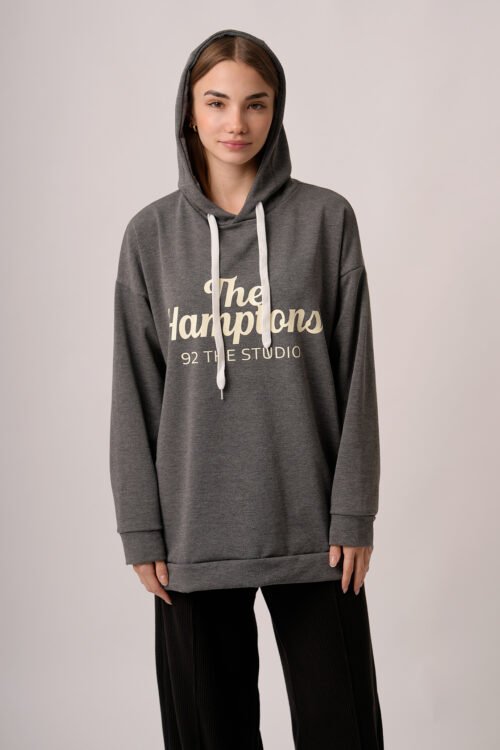 Maxibuzo Rustico Frizado Con Capucha Estampa The Hamptons