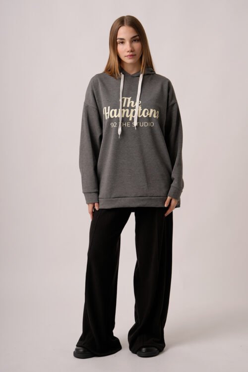 Maxibuzo Rustico Frizado Con Capucha Estampa The Hamptons