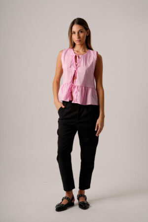 Top Poplin Para Atar Con Volado Abajo Eugenia