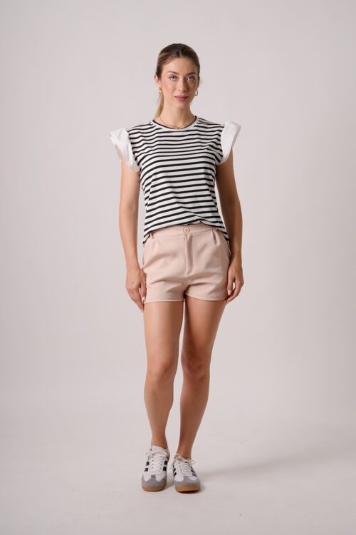 Musculosa Merlina Estampado Raya Mediana Mangas Poplin Ralo