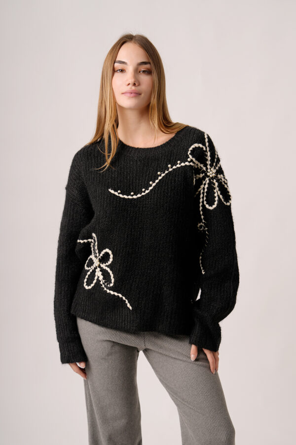 Sweater 2 Flores Con Perlas Nicole
