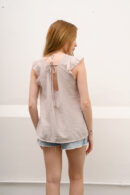 Musculosa Cuello V Cey Premium Liso Tiras Finas Para Atar Atras Y Manga Volado Gary