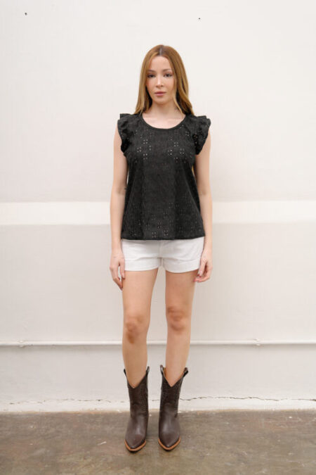 Musculosa Con Gota Broderie Punto Flor Mogan - Imagen 4