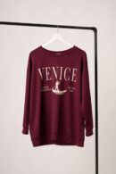 Maxibuzo Rustico Frizado Cuello Redondo Estampa Italia Romantica Venice