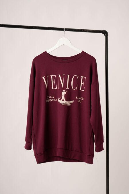 Maxibuzo Rustico Frizado Cuello Redondo Estampa Italia Romantica Venice - Imagen 3