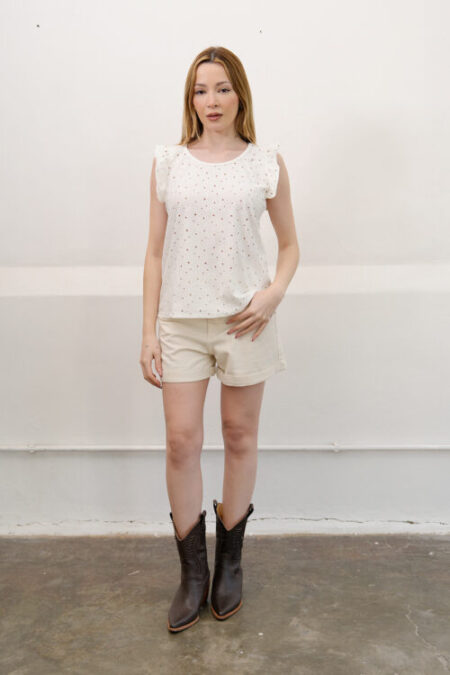 Musculosa Con Gota Broderie Punto Flor Grande Elina - Imagen 4