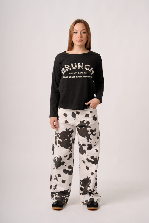 Remera Manga Larga Jersey Peinado Estampa Brunch