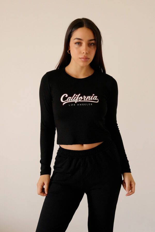 Remera Ribb Manga Larga Estampa California Los Angeles
