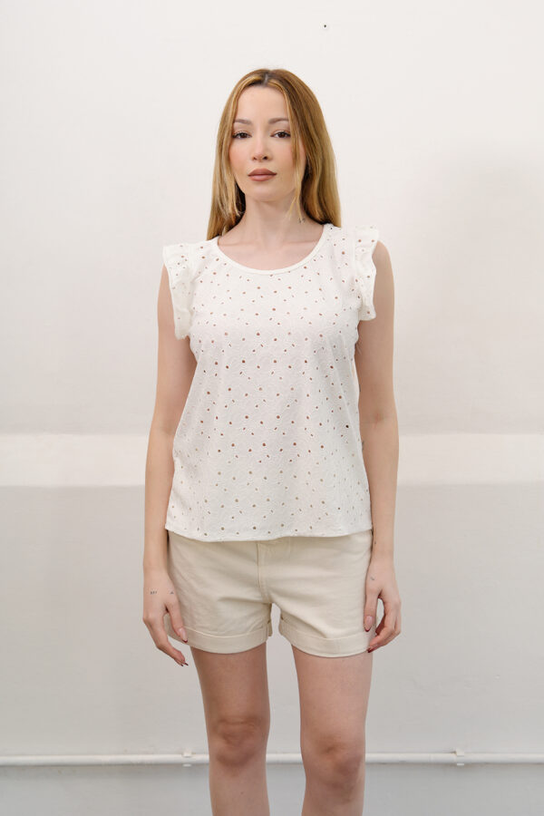 Musculosa Con Gota Broderie Punto Flor Grande Elina