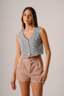 Chaleco Gabardina Rayada Rigida Con 3 Botones Trecca