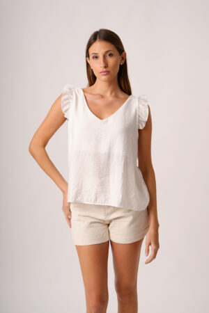 Musculosa Cey Premium Liso Para Atar Atras Manga Volado Gela