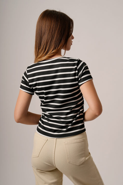 Remera Manga Corta Merlina Estampada Raya Gruesa Rita