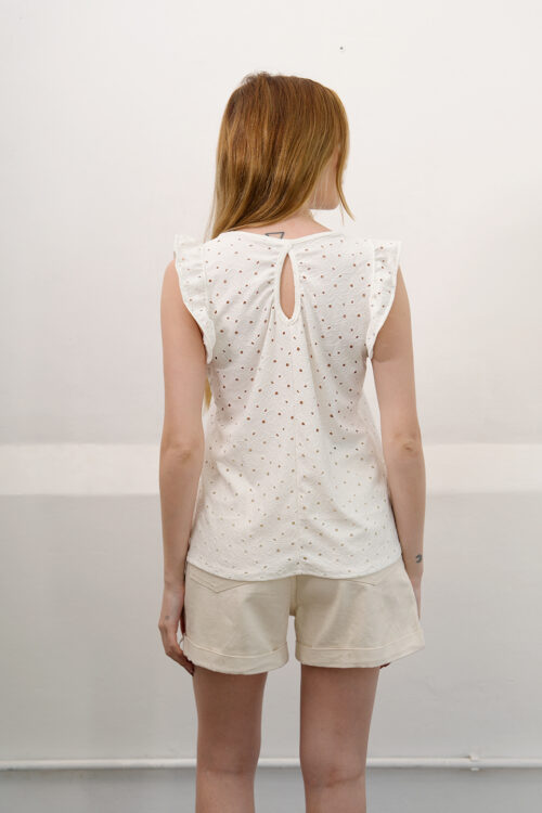 Musculosa Con Gota Broderie Punto Flor Grande Elina