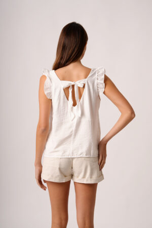 Musculosa Cey Premium Liso Para Atar Atras Manga Volado Gela