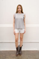 Musculosa Ribb Liso Manga Volado Y Moño Atras Locky