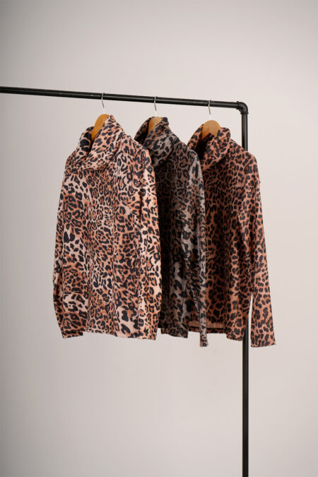 Poleron Largo Lanilla Tejido Morley Animal Print Graciela