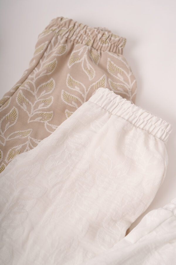 Palazzo Cey Broderie Puffing Estampado Hojas Domi