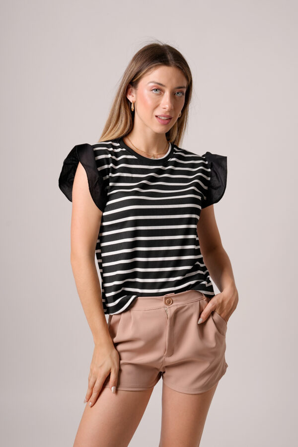 Musculosa Merlina Estampado Raya Gruesa Mangas Poplin Vember