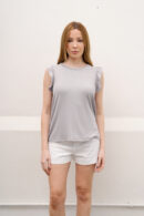Musculosa Ribb Liso Manga Volado Y Moño Atras Locky