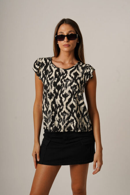 Musculosa Cey Premium Estampado Para Atar Atras Manga Volado Addy