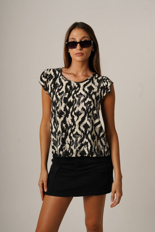 Musculosa Cey Premium Estampado Para Atar Atras Manga Volado Addy
