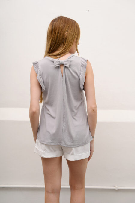 Musculosa Ribb Liso Manga Volado Y Moño Atras Locky - Imagen 6