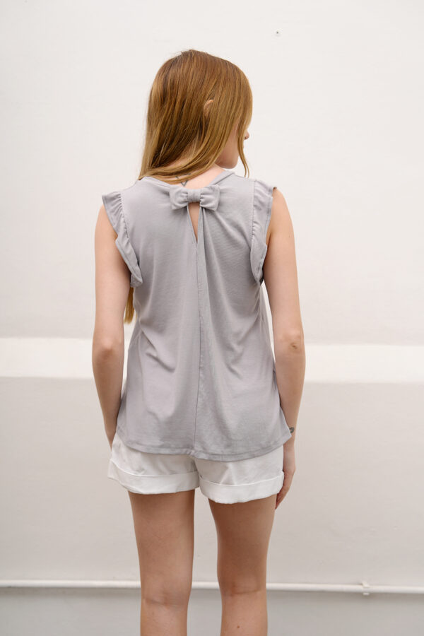 Musculosa Ribb Liso Manga Volado Y Moño Atras Locky