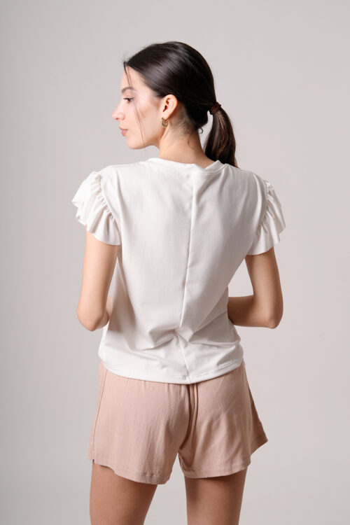 Musculosa Ribb Liso Volado Manga Glam