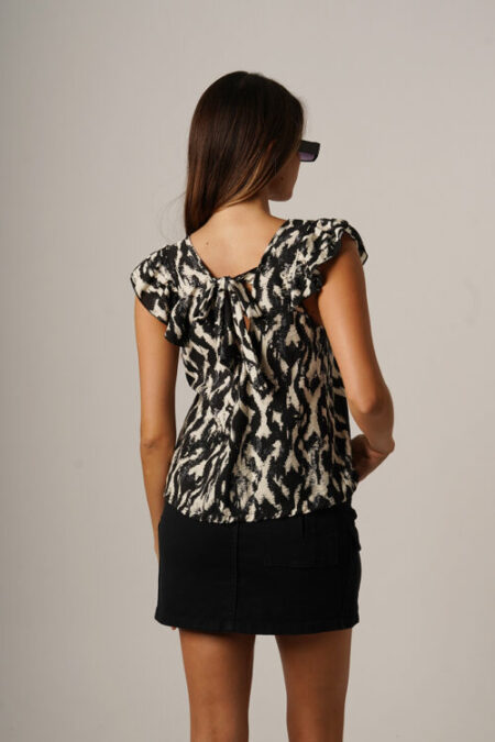 Musculosa Cey Premium Estampado Para Atar Atras Manga Volado Addy - Imagen 3