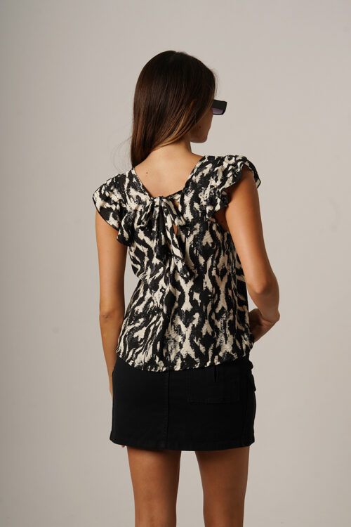 Musculosa Cey Premium Estampado Para Atar Atras Manga Volado Addy