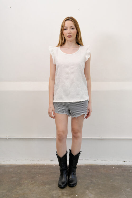 Musculosa Con Gota Tela Lino Twill Broderie Italy
