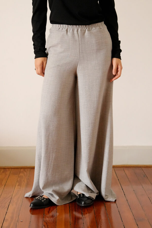 Palazzo Oxford Lino Vintage Rayado Cintura Elastica Anais
