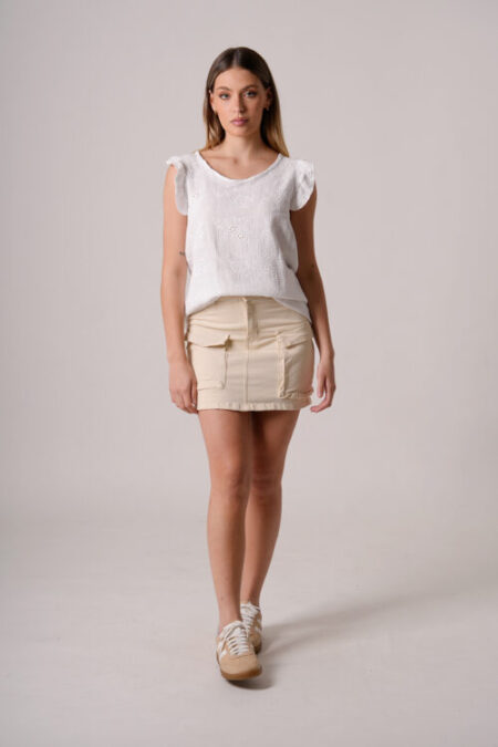 Musculosa Con Gota Broderie Algodon Flores Daiana - Imagen 4