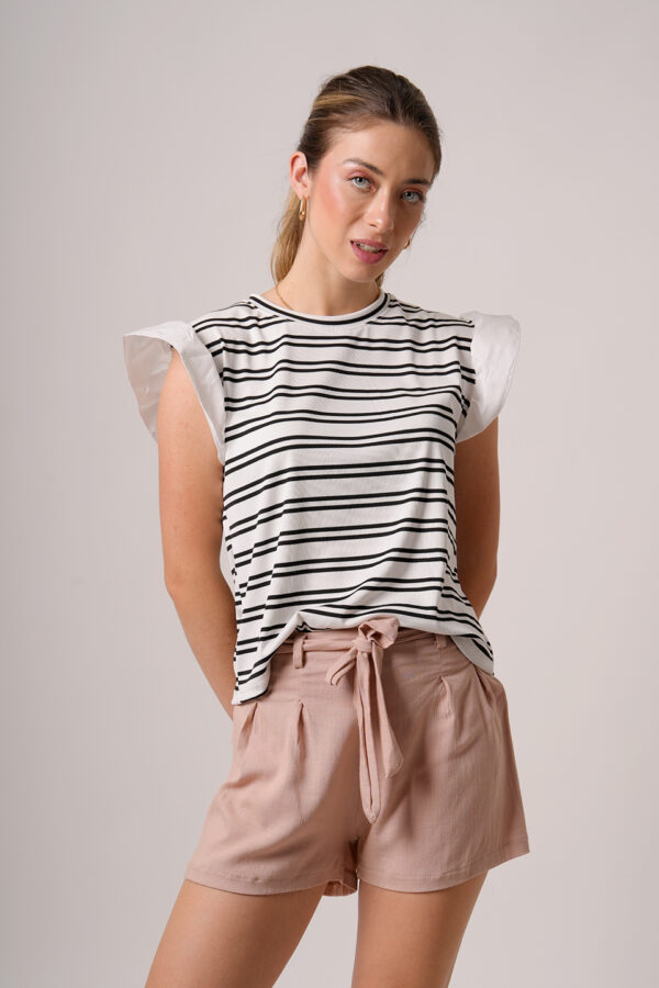 Musculosa Merlina Estampado Doble Raya Mangas Poplin Dota