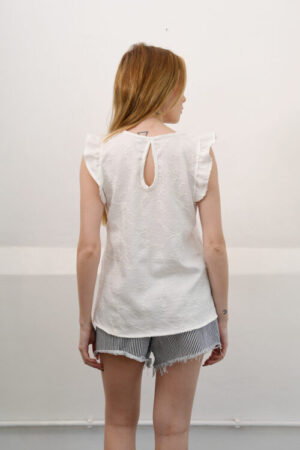 Musculosa Con Gota Tela Lino Twill Broderie Italy