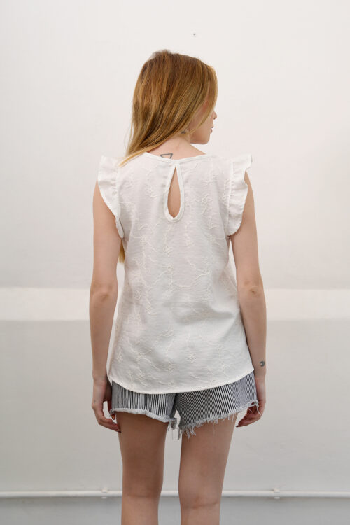Musculosa Con Gota Tela Lino Twill Broderie Italy