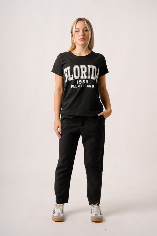 Remera Manga Corta Jersey Peinado Estampa Palm Island Florida