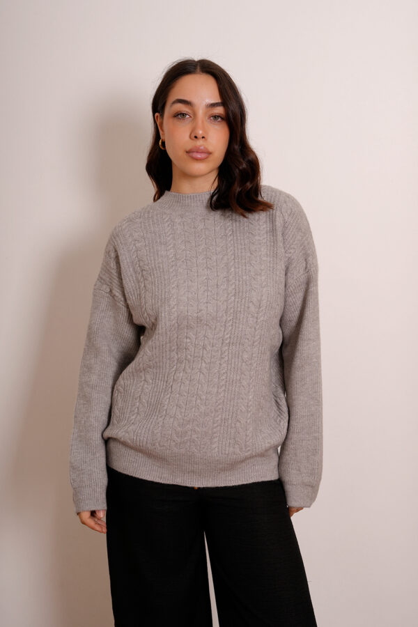 Sweater Con Trenzas Cuello Medio La Habana