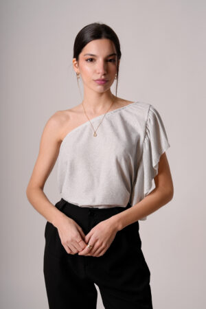 Top Lurex 1 Hombro Con Volado Al Costado Ceci