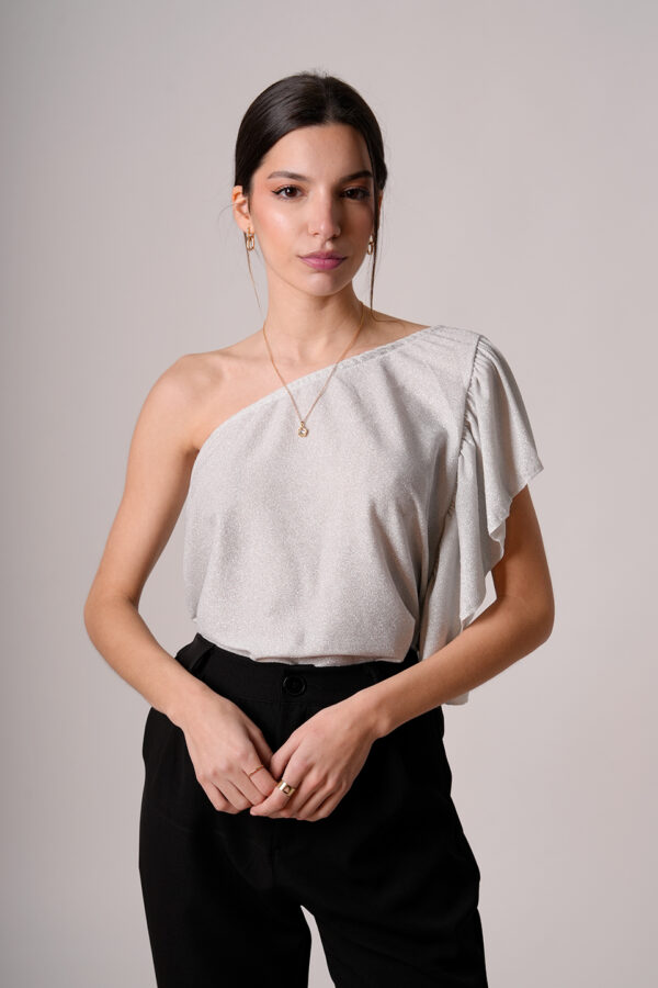 Top Lurex 1 Hombro Con Volado Al Costado Ceci