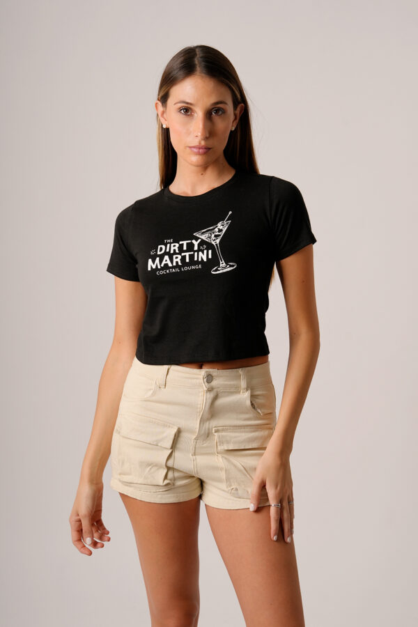 Remera Corta Algodon Jersey Peinado Estampa Martini