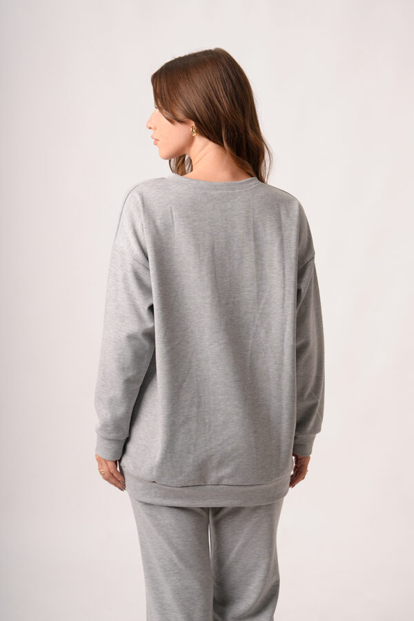 Maxibuzo Rustico Frizado Cuello Redondo Estampa Santa Monica West Coast