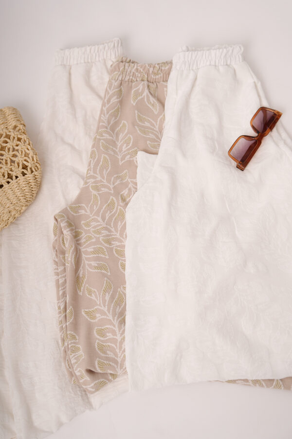 Palazzo Cey Broderie Puffing Estampado Hojas Domi