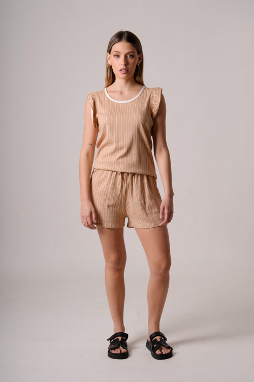 Musculosa Lino Con Gota Rayado Maly